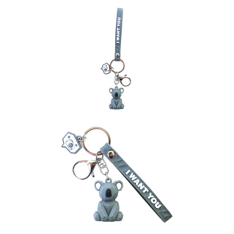 ジオメトリック アニマル キーホルダー ストラップ付き キーリング