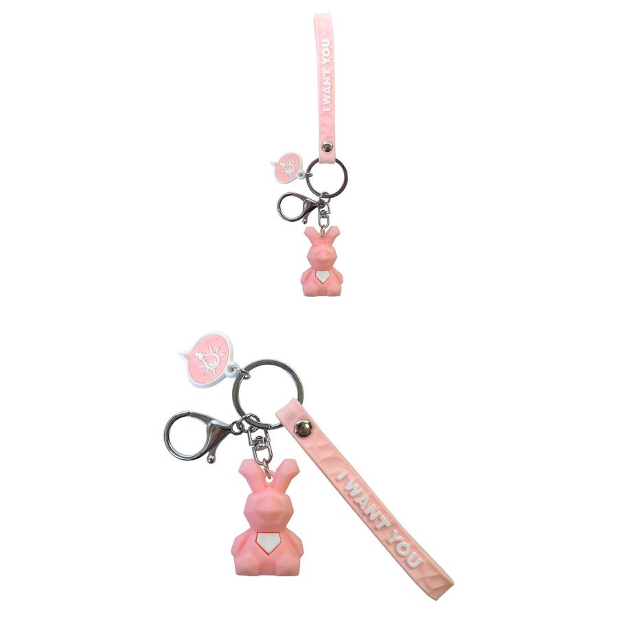 ジオメトリック アニマル キーホルダー ストラップ付き キーリング