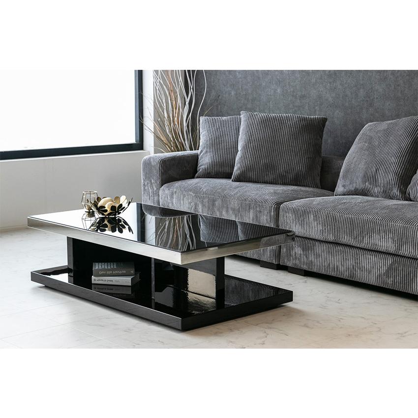 センターテーブル ガラステーブル ローテーブル おしゃれ モダン 黒檀