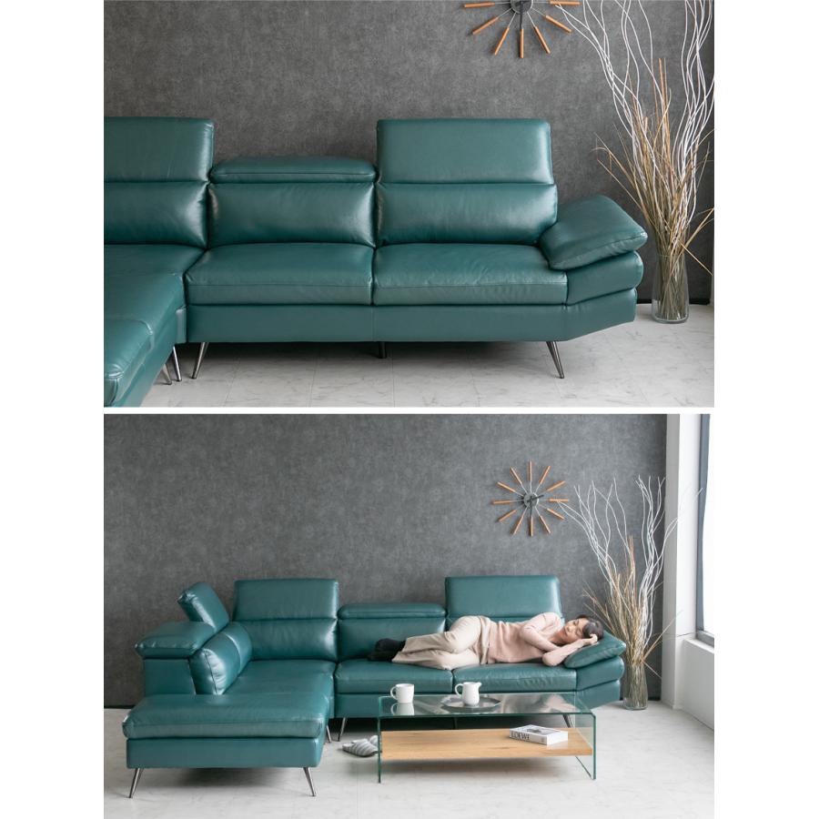 ソファ ソファー レザー 本革 3人掛け カウチソファ モダン グリーン