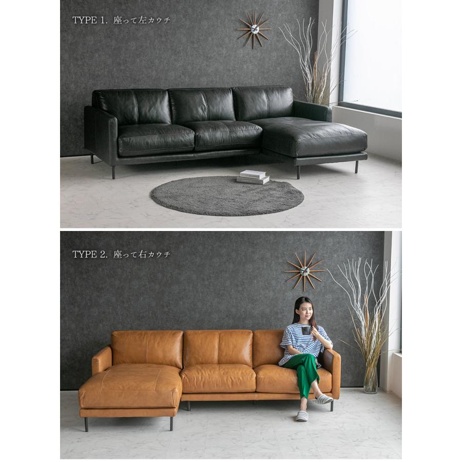 ソファ ソファー レザー 総革 3人掛け カウチソファ L字 モダン