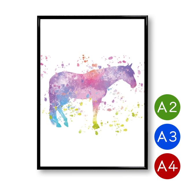 A2/A3/A4ポスター 水彩タッチ 馬 マットコート紙 インテリア 動物 自然