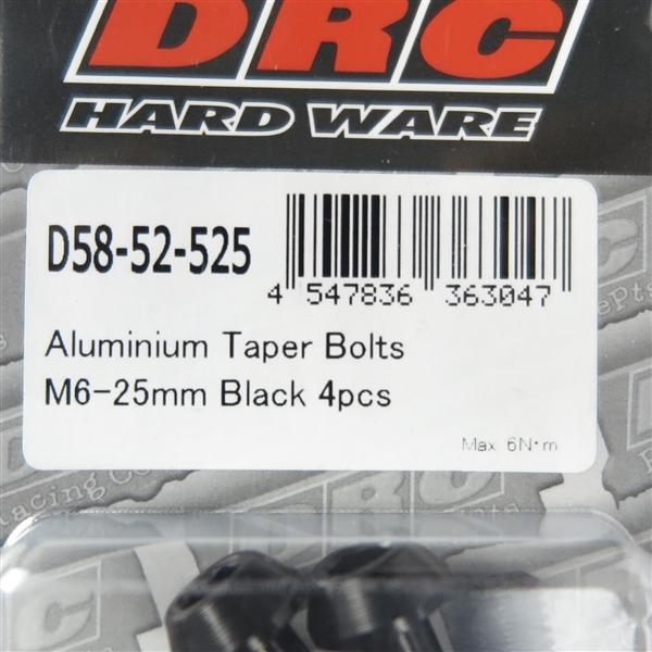 ◇DRC アルミ テーパーボルト ブラック M6×25mm 4本入り 展示品 (D58