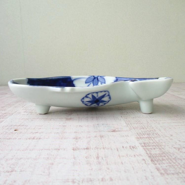 有田焼 染付 濃花絵 魚型三つ足鉢 多用鉢 刺身 鉢 お皿 美しい 上品