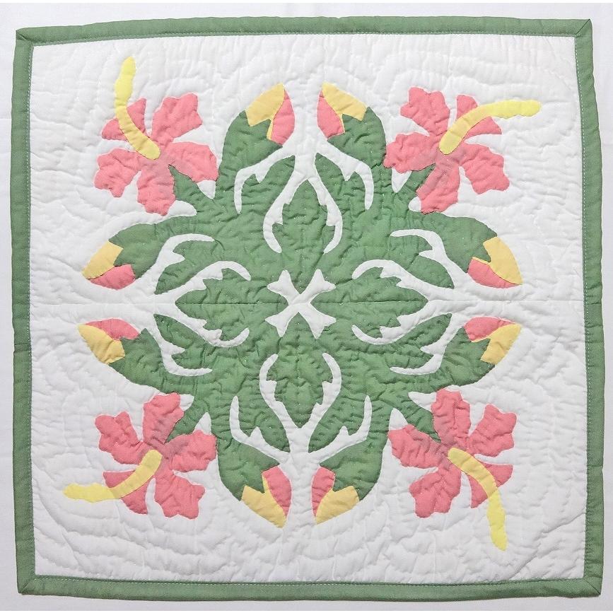 メール便・送料無料】ハワイアンキルトクッションカバー/ピンク