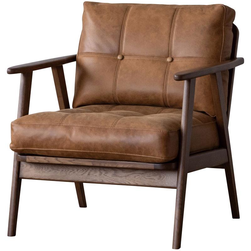 関家具 1人掛けソファ ハリス HARRIS レザーファブリック オーカー