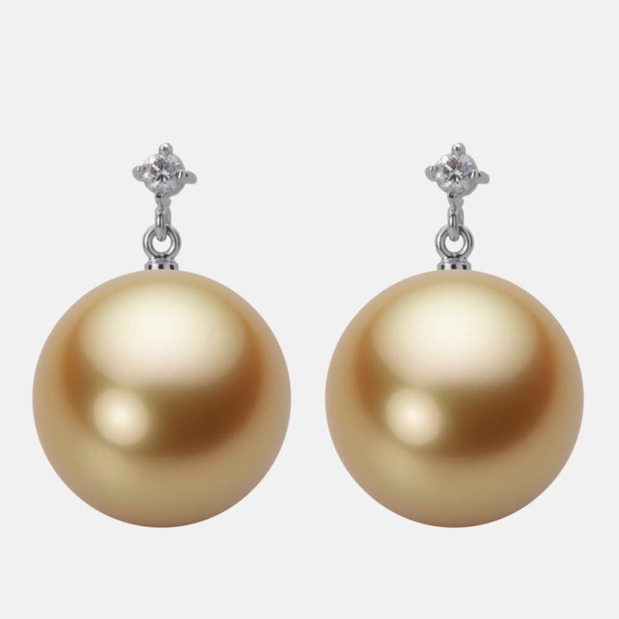 ムーンレーベル 公式] 南洋真珠 ピアス 14mm 白蝶 真珠 K18WG ホワイト