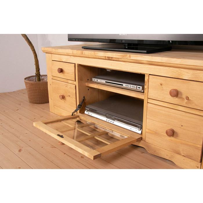 パイン材をオイルで仕上げたアンティーク風120cm幅カントリーテレビ台