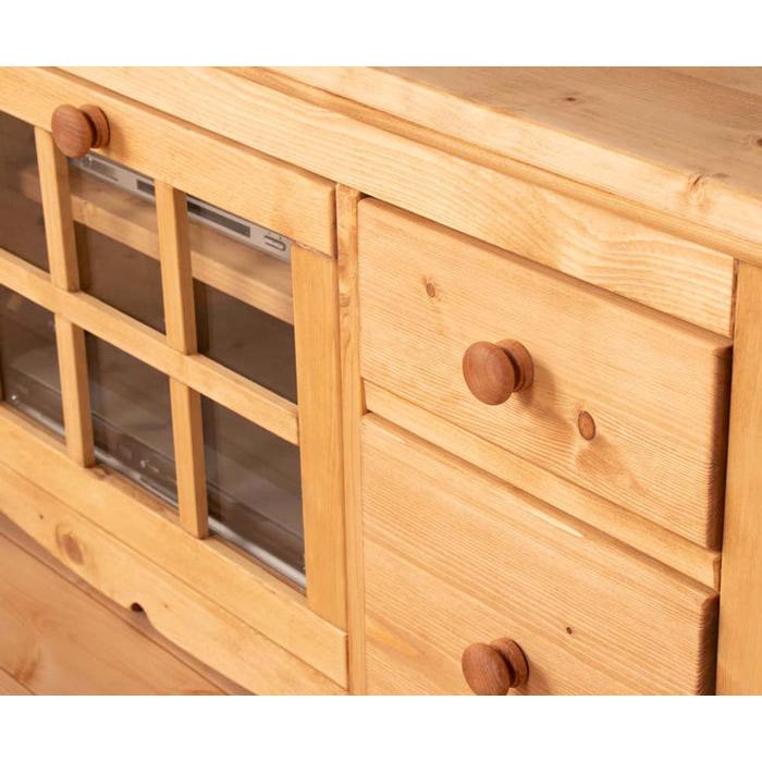 パイン材をオイルで仕上げたアンティーク風120cm幅カントリーテレビ台