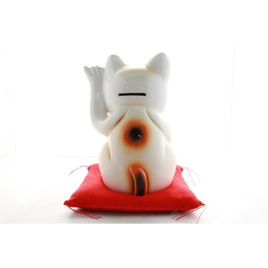 6号招き猫ドル猫白左手(座布団付) : 人形のモリシゲ - 通販 - Yahoo