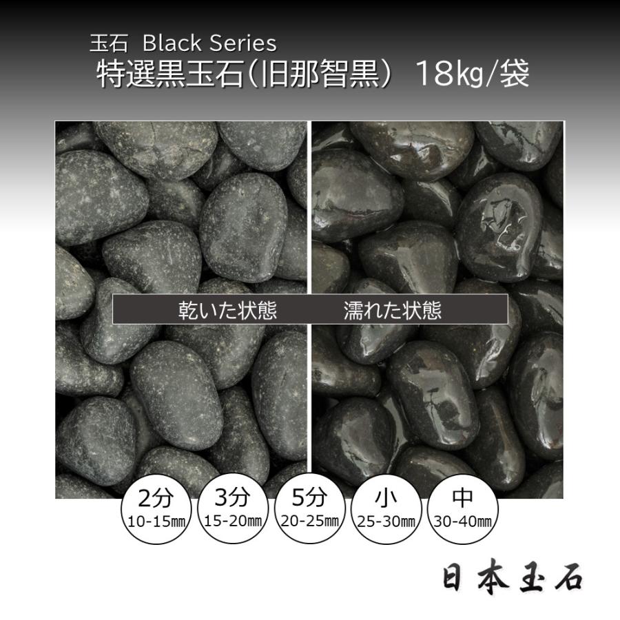 特選黒玉石 旧那智黒 1袋 18kg 埋め込み 砂利敷き 日本玉石 : 松井商店