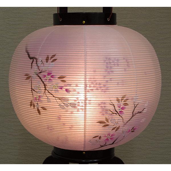 盆提灯 大内行灯 11号 12号 13号 絹 二重張り 桜の舞 天然木 紫檀調