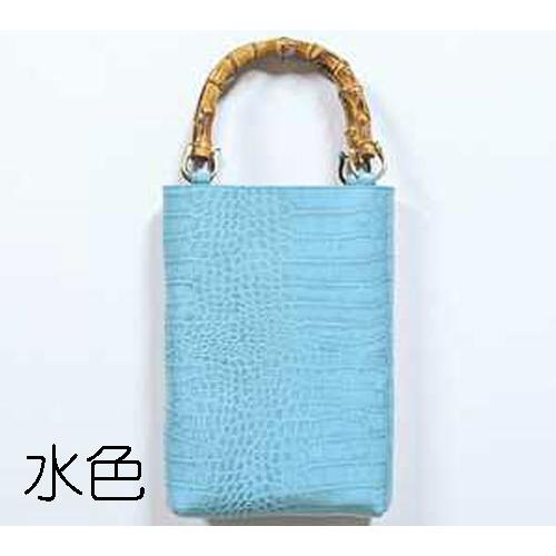 バンブー手提げバック クロコ型押し牛皮 日本製 : きものと祭り衣装の