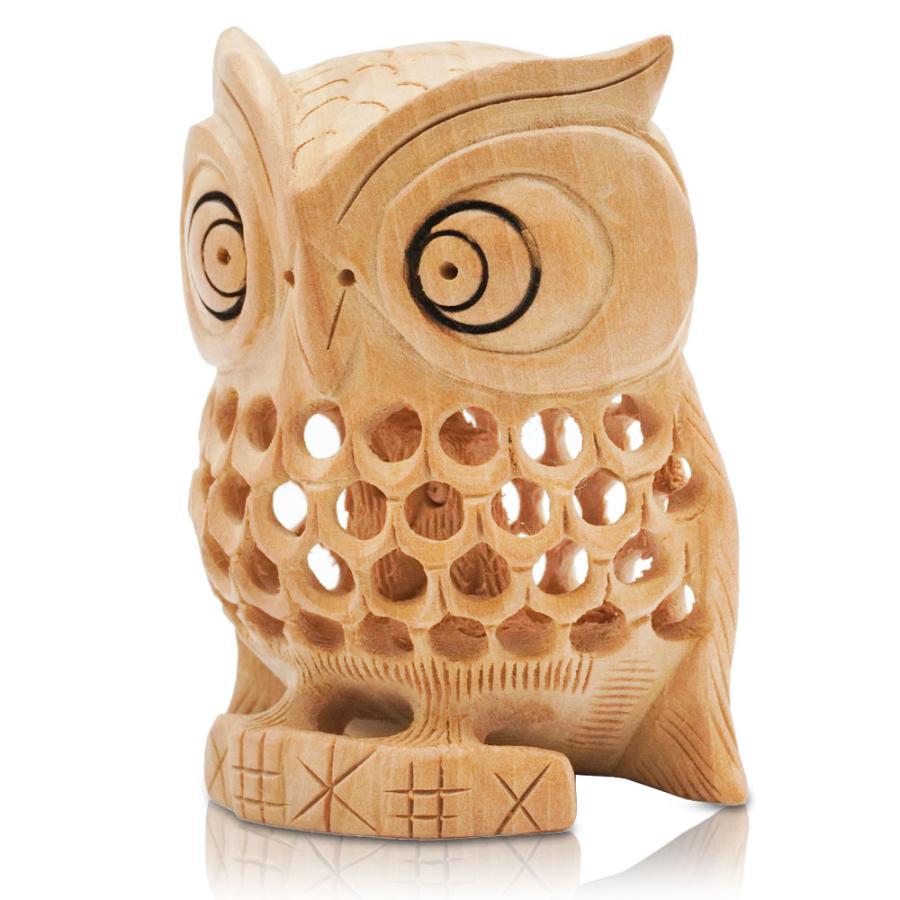フクロウ 梟 福籠招福 置物 インテリア 木彫り 開運 風水 玄関 縁起物