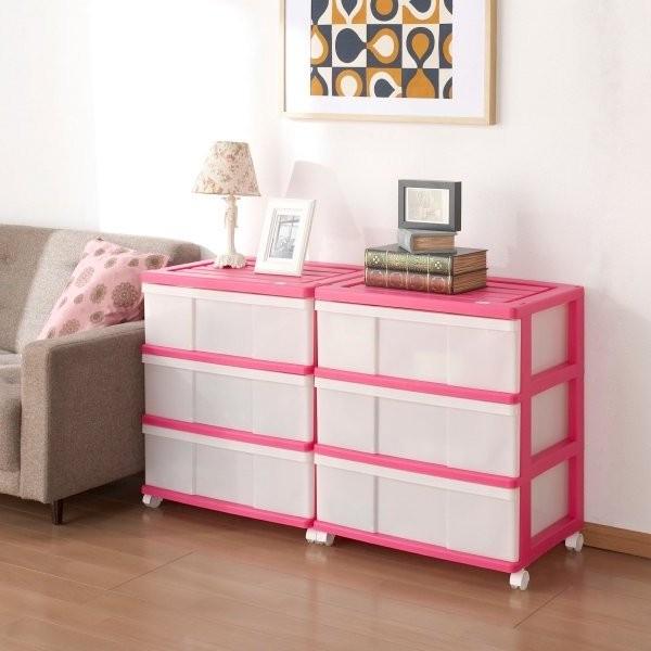 衣装ケース 収納ケース 引き出し プラスチック ワイド チェスト 3段 2