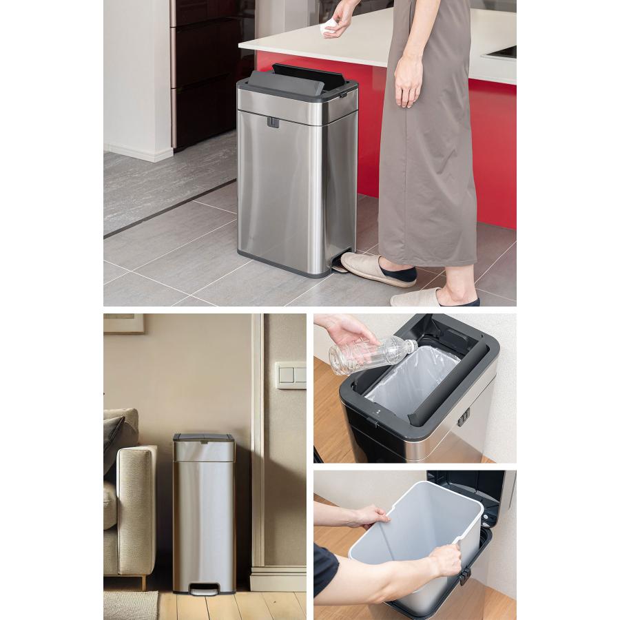ゴミ箱 ステンレス スリム ペダル 中央開閉式 40L ごみ箱