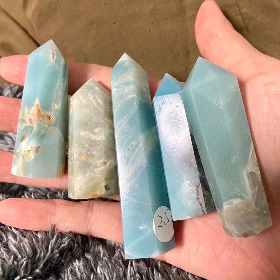 カリビアンブルーカルサイト ポイント カリビアンカラー ブルー 天然石