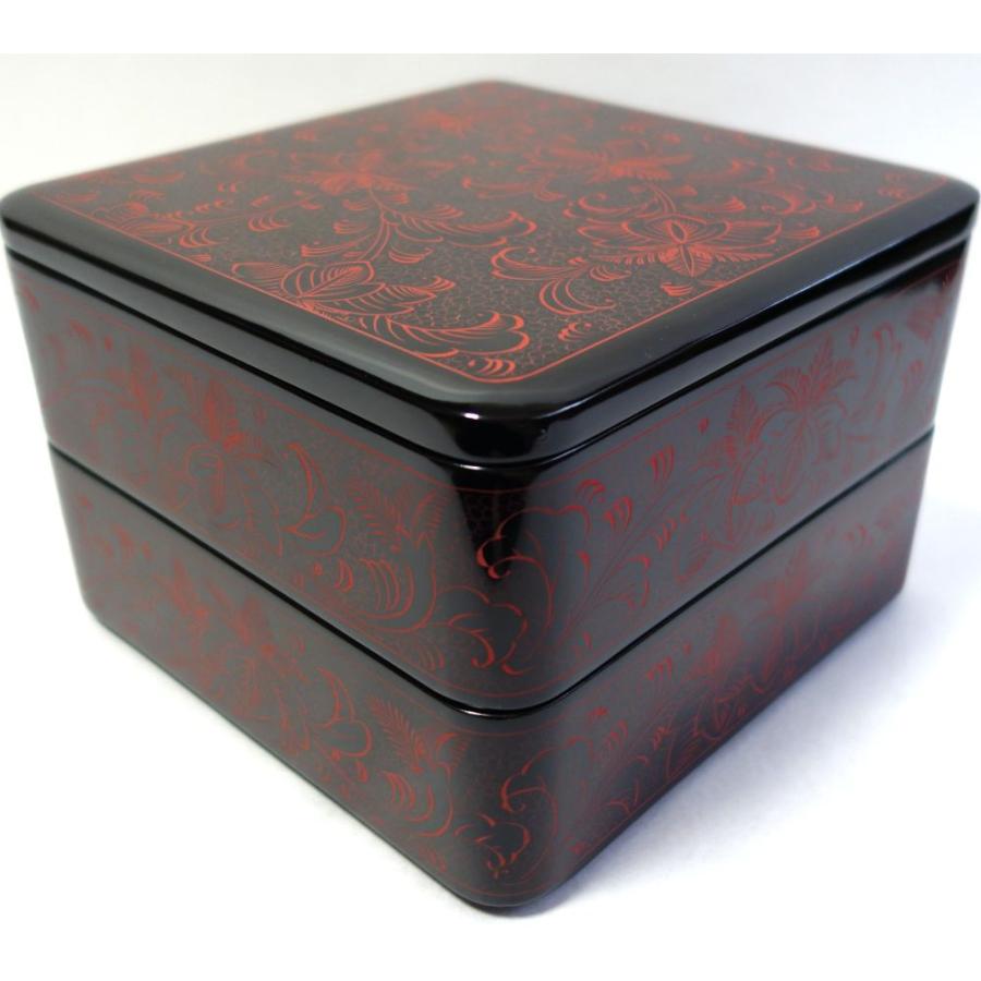 輪島塗 未使用 沈金 桐文様 二段重箱 おせち料理 漆器 木製 本漆 盛器