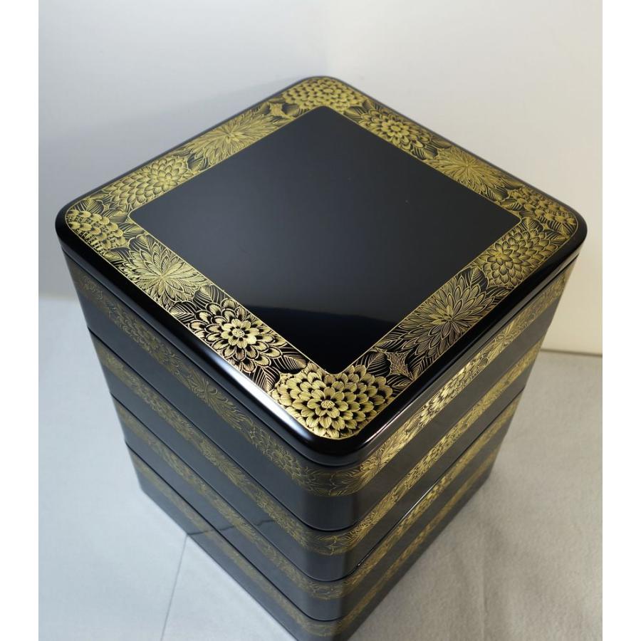 未使用 輪島塗 沈金 菊文様 菊帯 四段 黒帯沈金 布着せ 本堅地 豪華