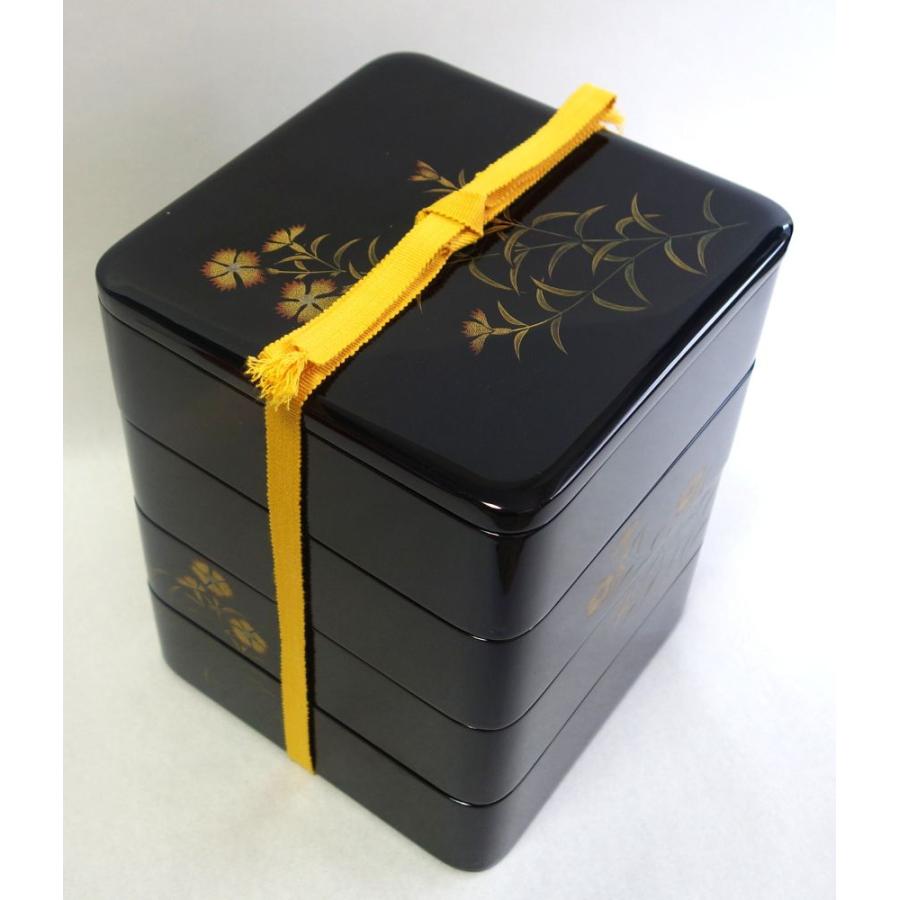 輪島塗 撫子 なでしこ蒔絵 四段重箱 おせち料理 和食器 漆器 木製 高級