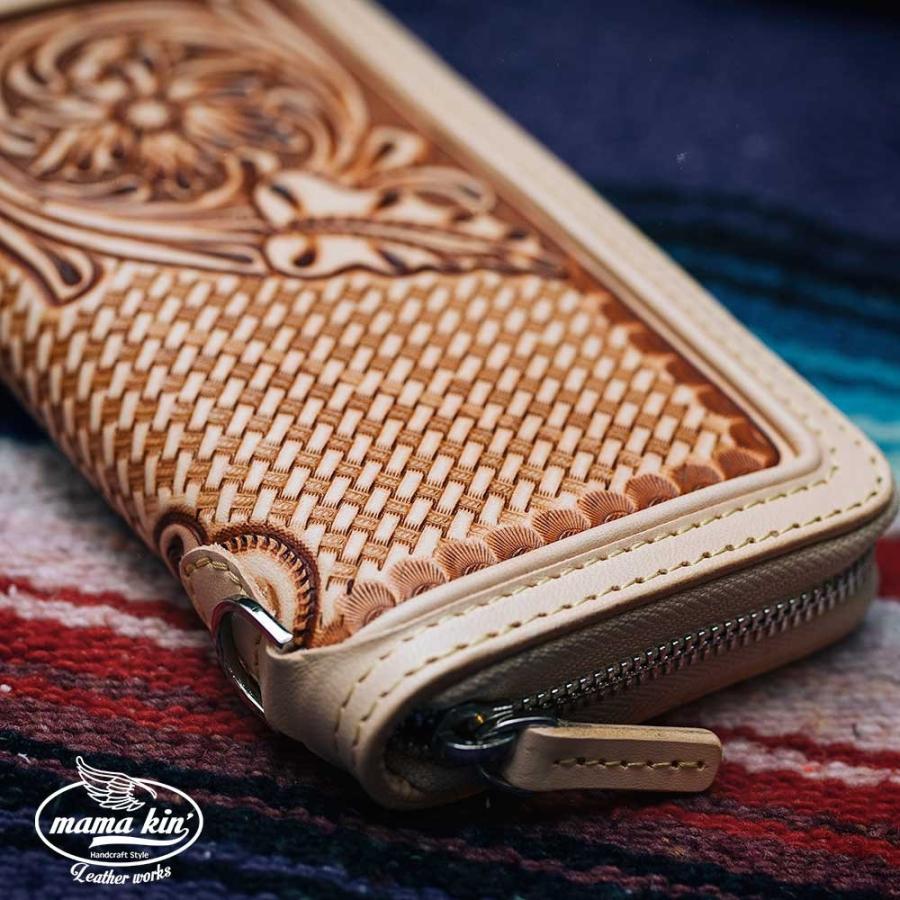 カービングウォレット ヌメ革 バイカーズ サドルレザー ライダース