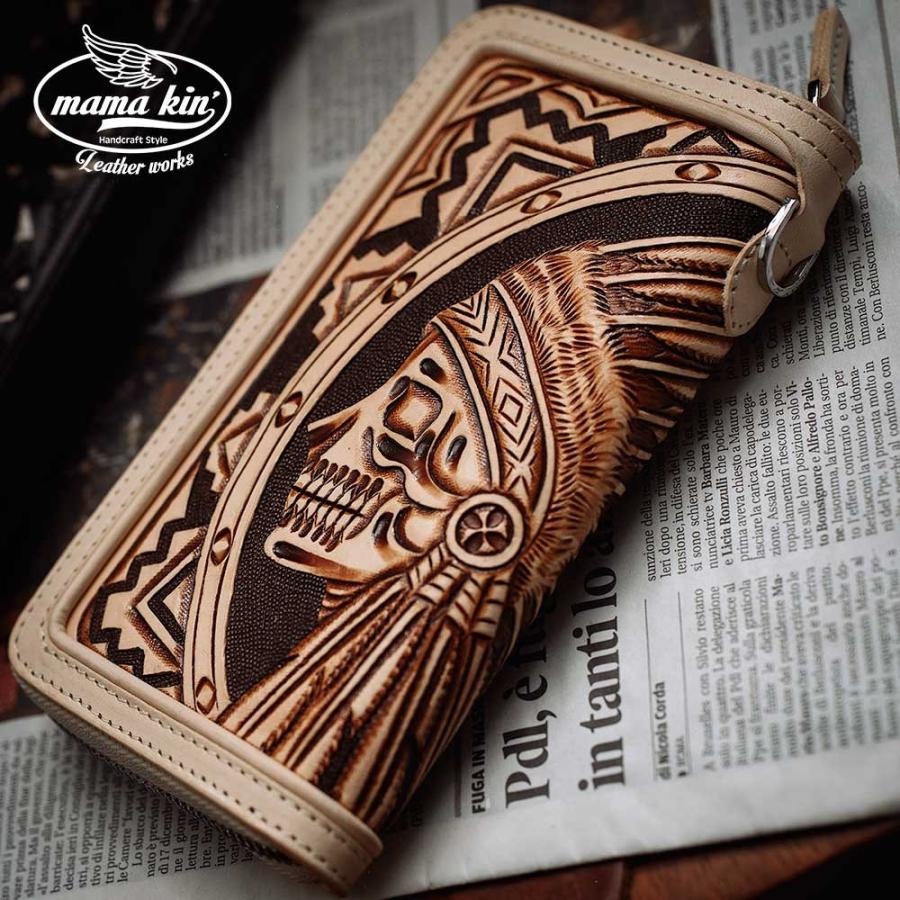 長財布 ラウンドファスナー サドルレザー ヌメ革 レザーウォレット