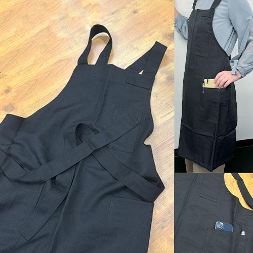 送料無料]胸当てエプロン 5枚セット 黒 ブラック X型 たすき掛け