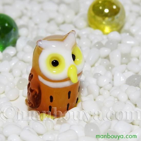 ふくろう 置物 ガラス細工 ミニチュア 雑貨 グラススクエア