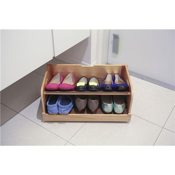 玄関収納 下駄箱下収納ボックス 幅52cm ライトブラウン 軽量 木製 桐材