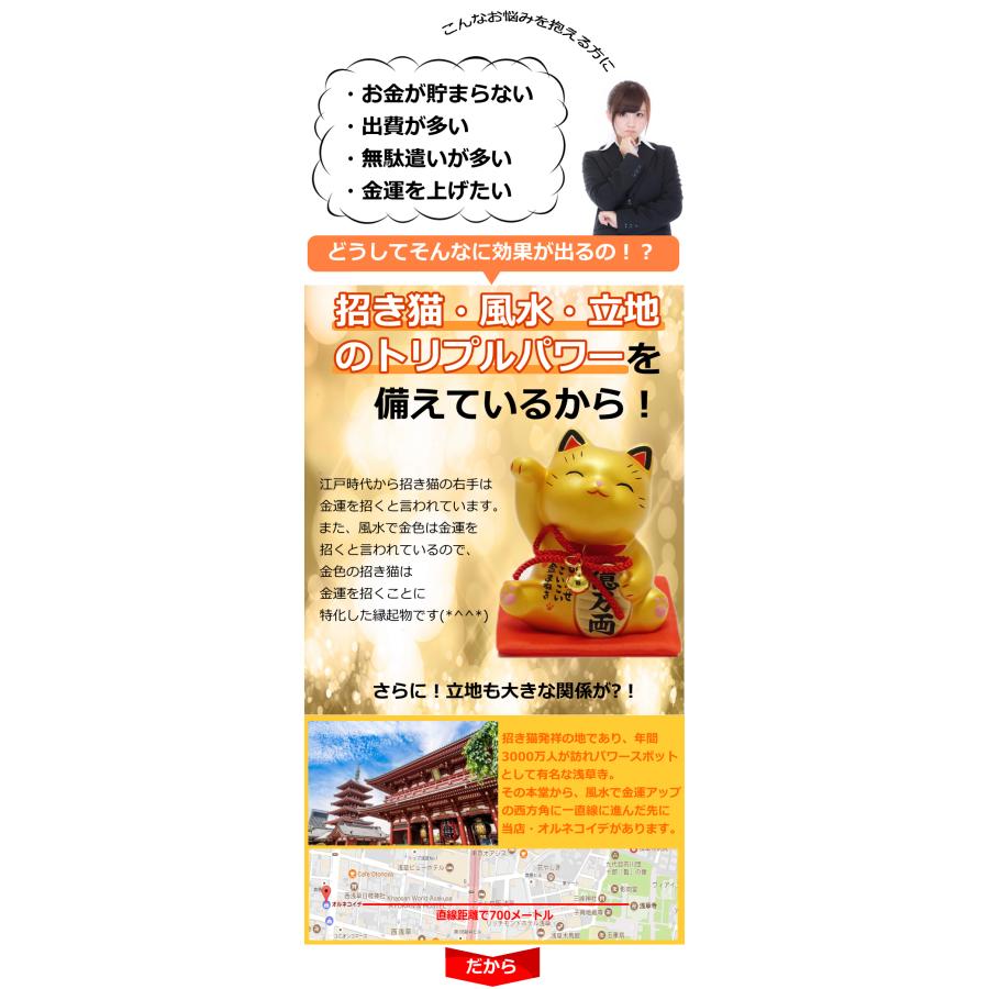 宝くじ 高額当選多数 お金 招き猫・金(7375) 金運アップ 猫グッズ