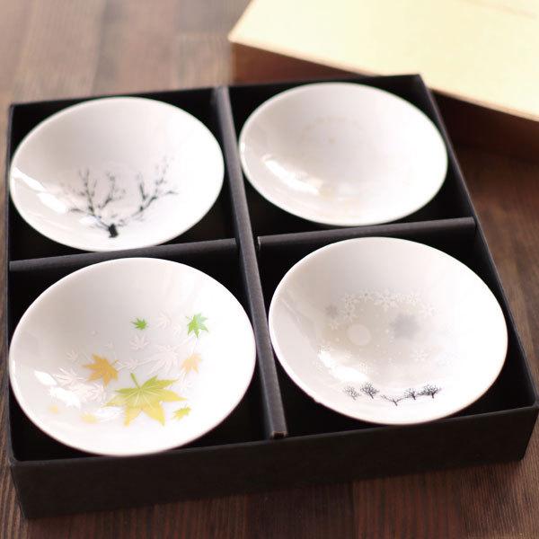 冷感日本四季 平盃揃 4個セット 温度で変化 丸モ高木陶器 正規品