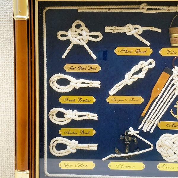 ロープワーク壁掛けオブジェ ロープノット額 記念品 贈り物 : マリン