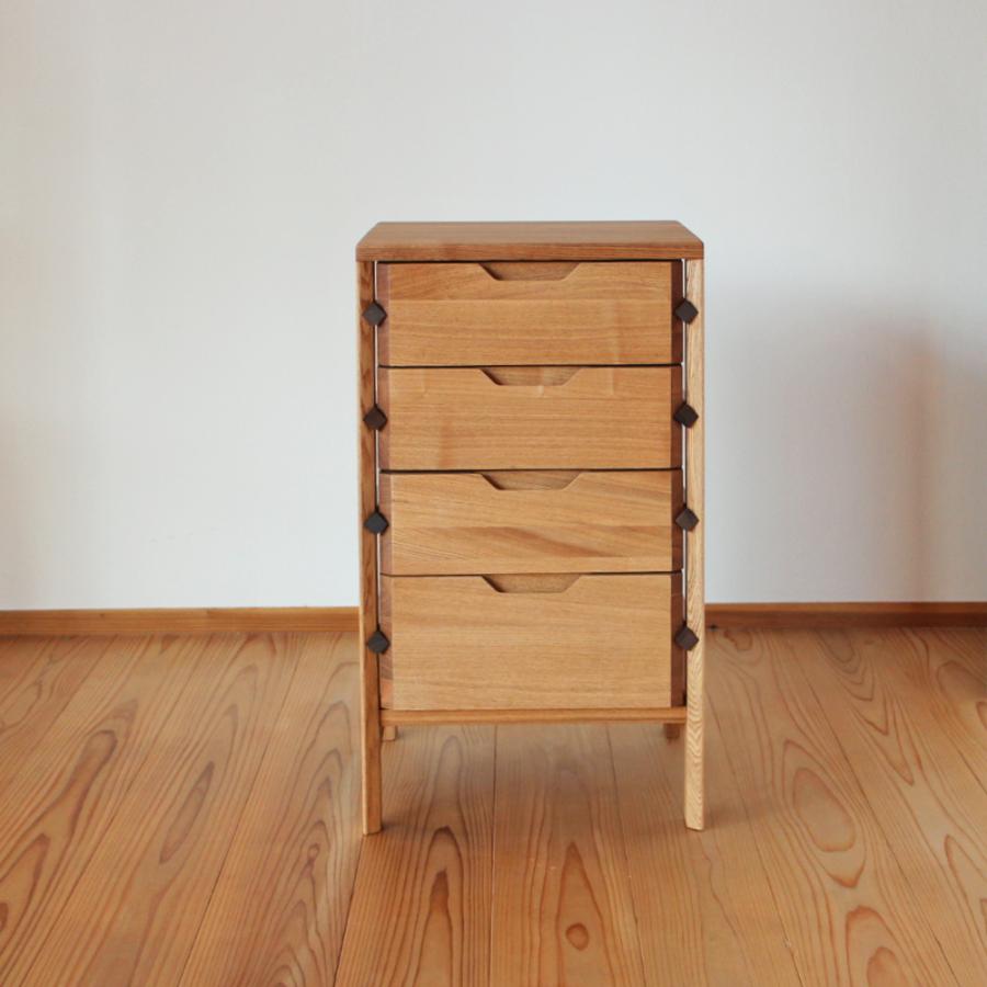 チェスト 木製 おしゃれ スリム 4段 無垢 幅40cm 小引出し