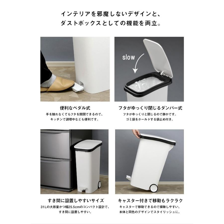 ソフトクローズダストボックス 31L ゴミ箱 ペダル式 ペールタイプ 蓋