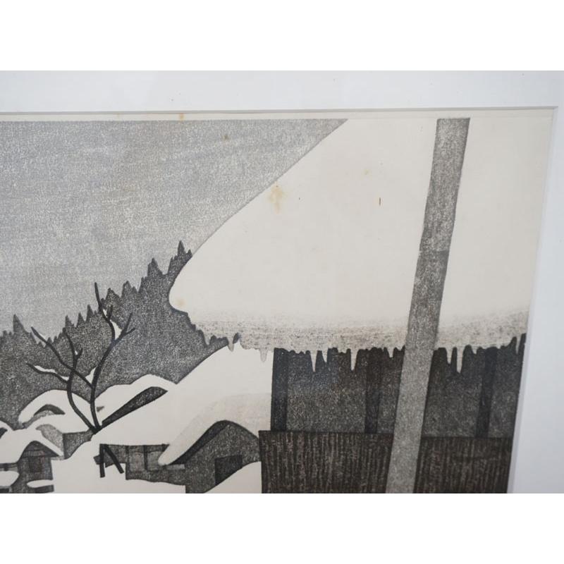 真作保証 斎藤清の木版画 会津の冬シリーズ「三島町大石田」なんでも
