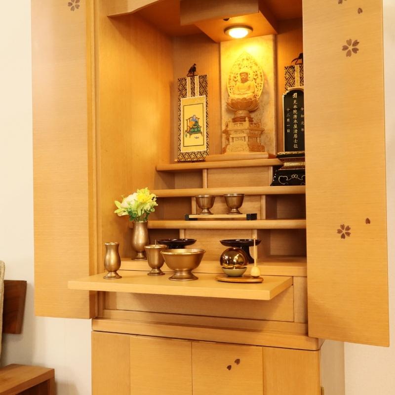 仏壇 SAKURA 50号 材質 桜 台付 重ねタイプ 設置サービス