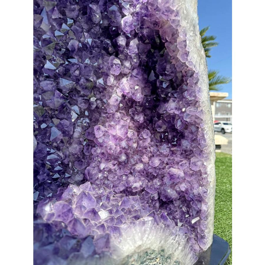 天然石 紫水晶 特大 アメジスト ドーム 原石 H81cm 送料無料 台座付き