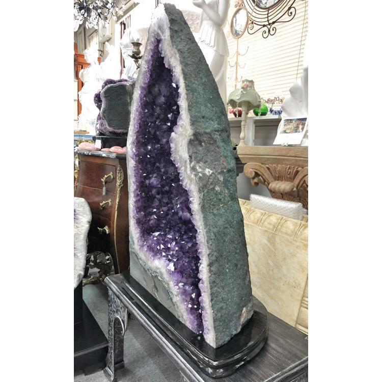 天然石 紫水晶 特大 アメジスト ドーム 原石 H81cm 送料無料 台座付き
