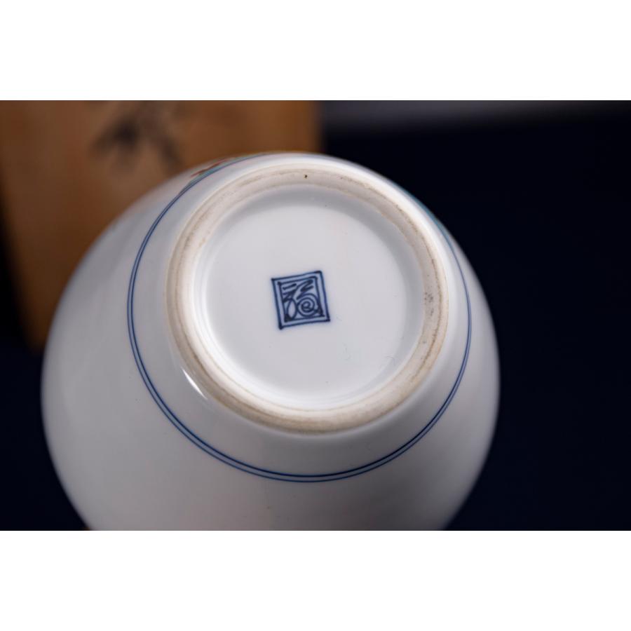 秘色】鍋島焼 人間国宝 柿右衛門花瓶 【錦岩牡丹絵花瓶】底部に渦福印