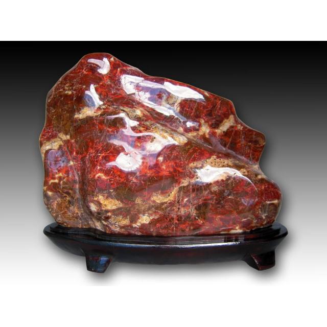 紅加茂石 水石 景石 磨き 鑑賞石 台付き パワーストーン 希少 kaw1701