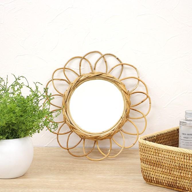 アラログ フラワーミラー S/Creer ミラー 鏡 壁掛け ラタン