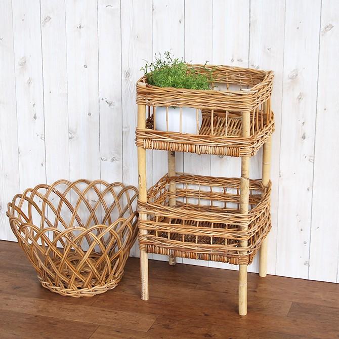 アラログ2段バスケット アラログ ラタン フィリピン かご バスケット