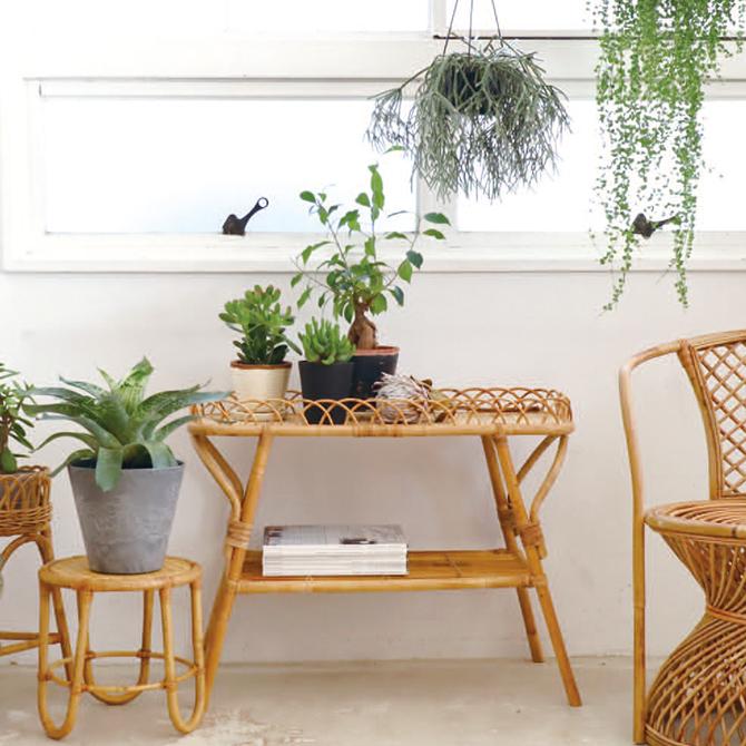 ユグラ コンソール テーブル ラタン 家具 かご バスケット 籐製 2段