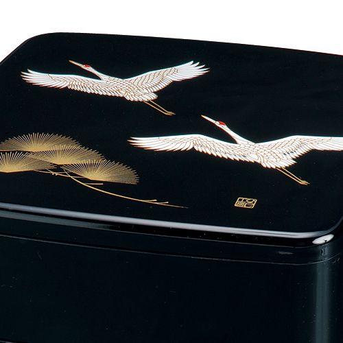 みよし漆器本舗 紀州塗り 6.5寸 三段 重箱 松鶴 運動会 大型 弁当箱