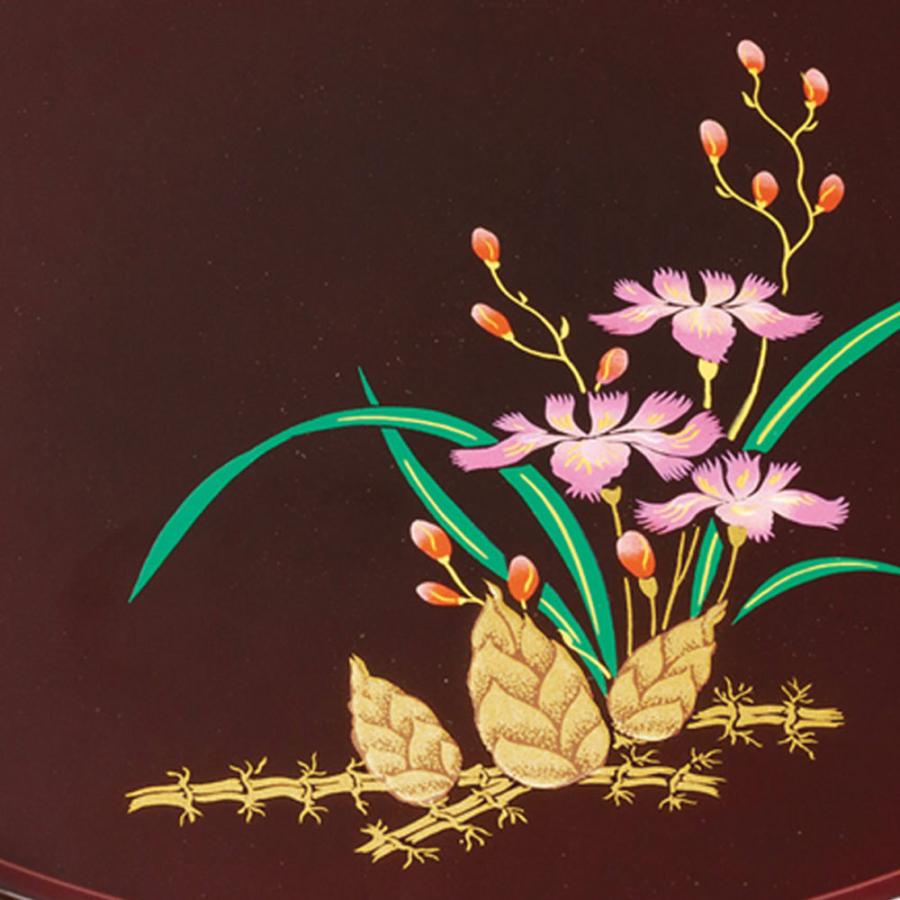 みよし漆器本舗 紀州塗り お盆 トレー 11寸 33cm 丸盆 溜 山路 金蒔絵