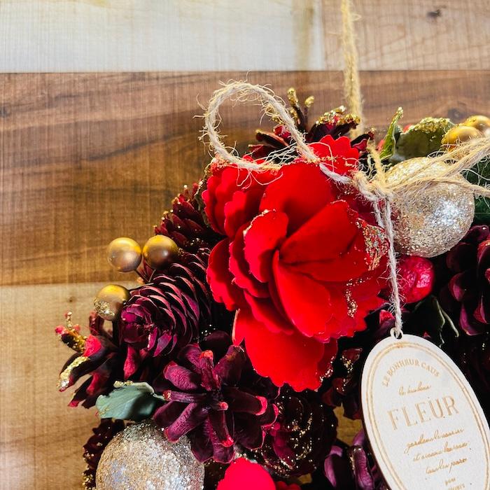 お花のナチュラルリース Mサイズ 約25cm 玄関 北欧 ドア 紙スタンド