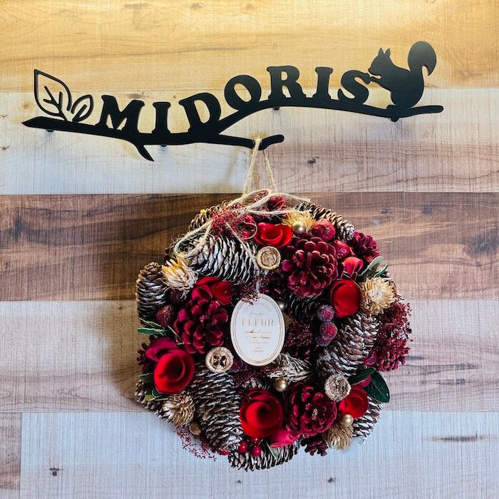 お花のナチュラルリース Mサイズ 約25cm 玄関 北欧 ドア 紙スタンド