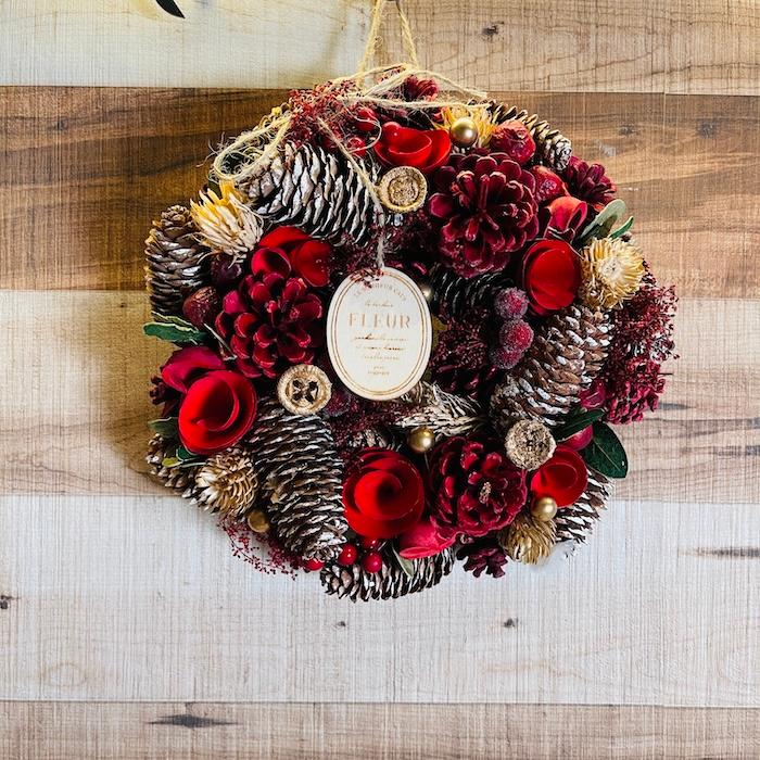 お花のナチュラルリース Mサイズ 約25cm 玄関 北欧 ドア 紙スタンド