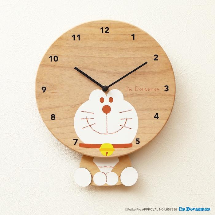 壁掛け時計 木製 アイムドラえもん スマイル キャラクター おしゃれ