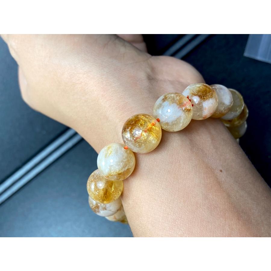 BR14 天然黄水晶 シトリン ミルキーシトリン ブレスレット 大粒 11月